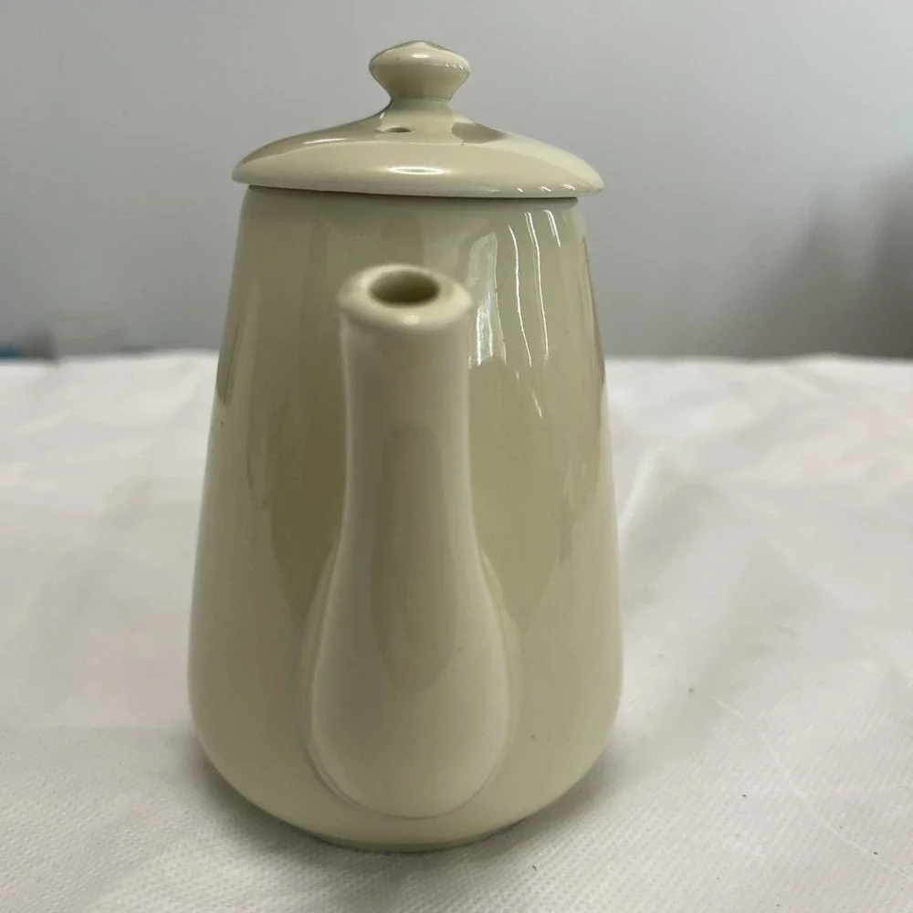 Vtg MCM Hall Pottery Coffee Tea Pot Butter Yellow USA Cottage Granny Chic Farm